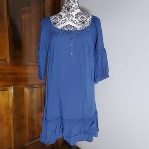 Old Navy Rayon Blue Dress with Crochet Details